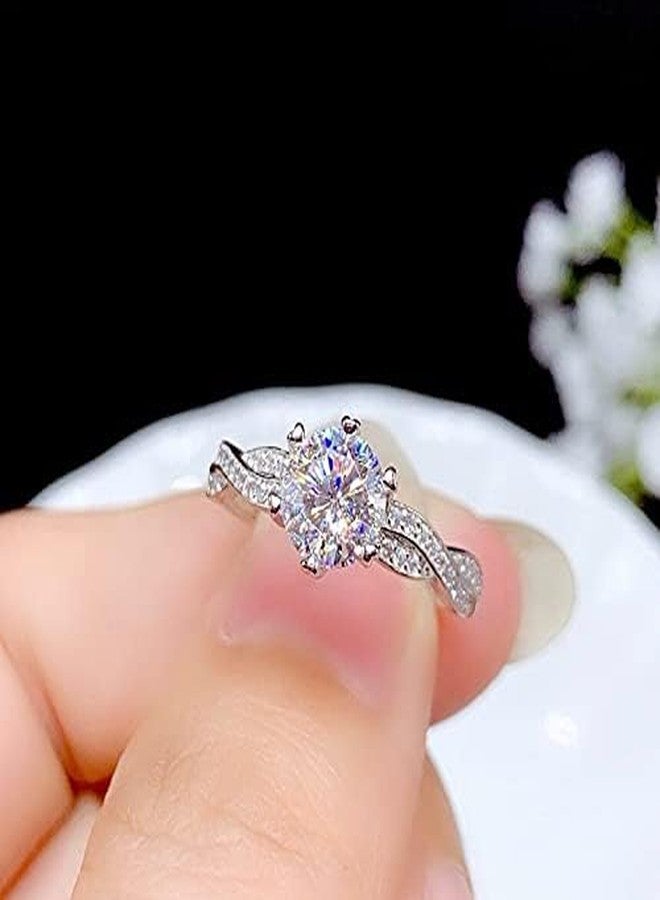 RKKOJJO Shiny Full Diamond Ring 1Carat Round Cut Cubic Zirconia Promise Wedding Ring for Women Silver Ring CZ Cocktail Ring Eternity 950 Platinum Simulate Moissanite Ring Adjustable Ring 019 - Image 3